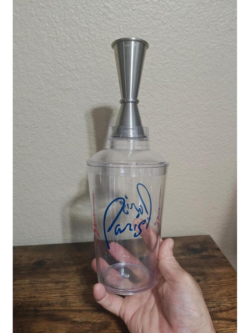 1990s Clear Plastic Paris Las Vegas Souvenir Cocktail Shaker